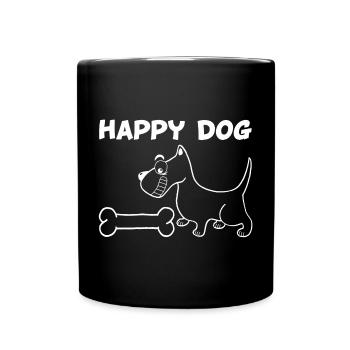 Un chien heureux (blanc) - Mug uni - noir - Devant