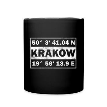Krakow Koordinaten Polen Stadt Krakau - Tasse einfarbig - Schwarz - Vorne