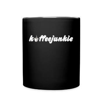 Accro au café avec tasse blanche - Mug uni - noir - Devant
