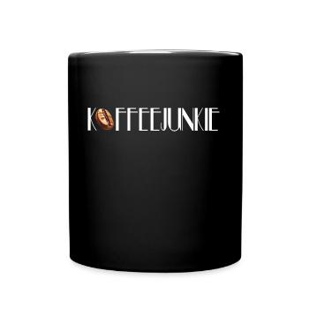 Accro au café avec grain blanc - Mug uni - noir - Devant