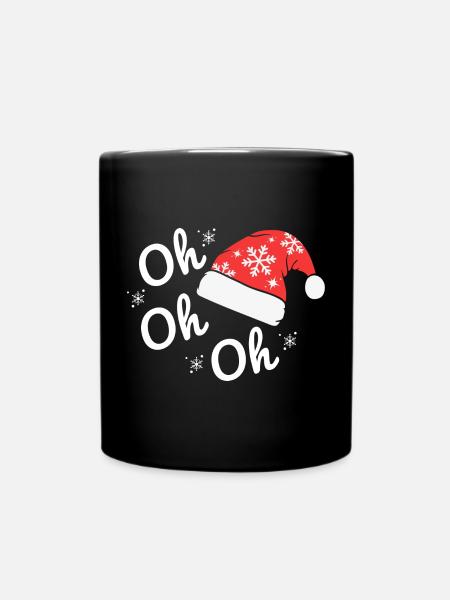 Bonnet de Noël avec Flocons, Texte Joyeux oh oh oh - Mug uni - noir