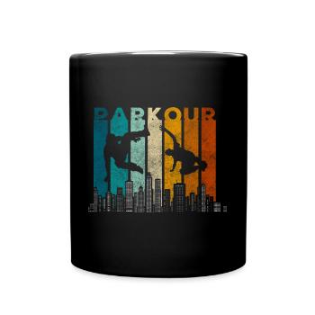 Parkour Laufen Mut Backflip - Tasse einfarbig - Schwarz - Vorne