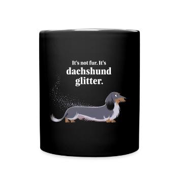 Dachshund Glitter Lustiges Hundedesign - Tasse einfarbig - Schwarz - Vorne