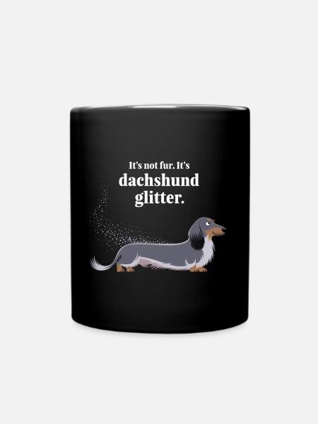 Dachshund Glitter Lustiges Hundedesign - Tasse einfarbig - Schwarz