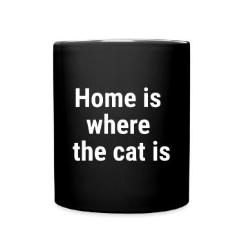 Zuhause ist, wo die Katze weiß ist - Tasse einfarbig - Schwarz - Vorne