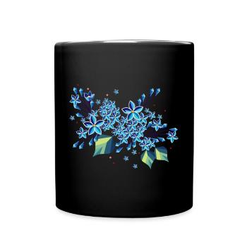 Lilac branch – elegant blue tones in a modern design - Full Colour Mug - black - Front