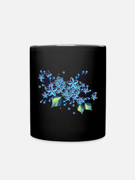 Branche de lilas – des tons bleus élégants dans un design moderne - Mug uni - noir