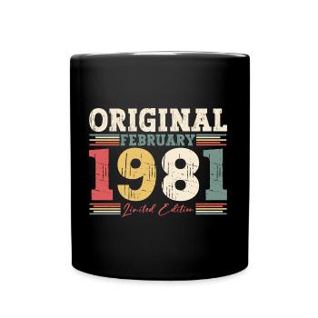 44ème anniversaire cadeau mari Original février 1981 - Mug uni - noir - Devant