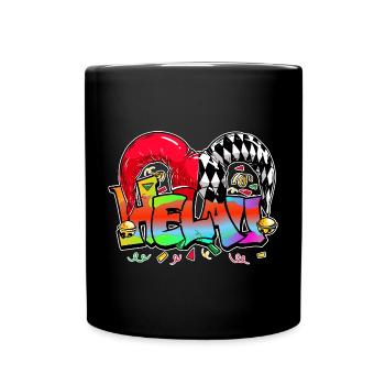 Helau Fastnacht Fasching Karneval Kostüm Jeck - Tasse einfarbig - Schwarz - Vorne