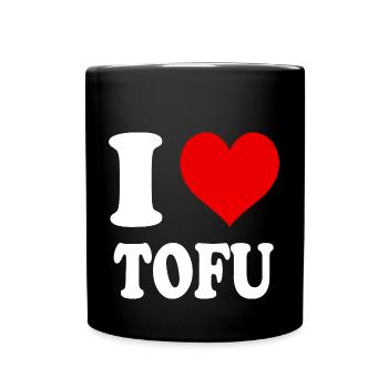 J’aime le tofu Végétalien Nourriture Légume Drôle de coeur - Mug uni - noir - Devant