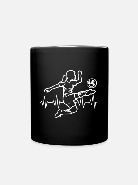 Fußballerin Herzschlag Spielerin - Puls Symbol - Tasse einfarbig - Schwarz