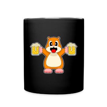 Hamster Bier - Tasse einfarbig - Schwarz - Vorne