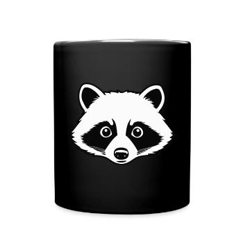 Waschbär - Cute Animal Sticker - Tasse einfarbig - Schwarz - Vorne