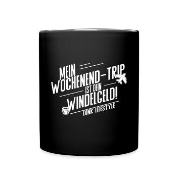 Mein Wochenendtrip ist dein Windelgeld – DINK Life - Tasse einfarbig - Schwarz - Vorne