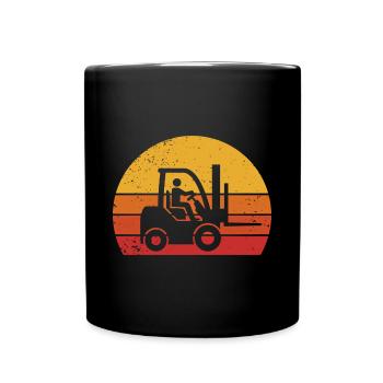 Gabelstapler Vintage Staplerfahrer Lagerist - Tasse einfarbig - Schwarz - Vorne