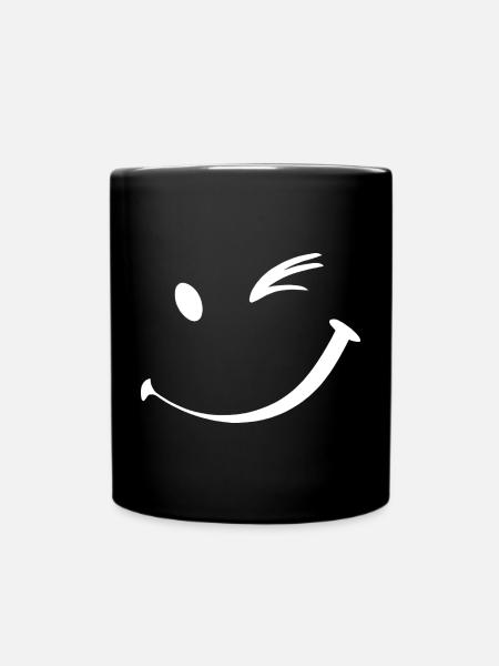 Winking face, Wink smile - Full Colour Mug - black