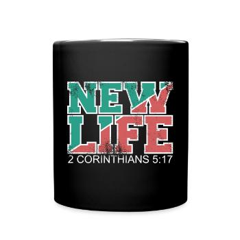 NEW LIFE Bible Verse Proverb - Full Colour Mug - black - Front