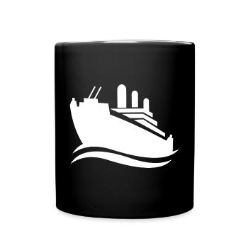 Silhouette de bateau de croisière mer minimaliste - Mug uni - noir - Devant