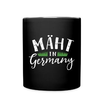 Mäht in Germany - Rasenmäher - Mähen - Wortspiel - Tasse einfarbig - Schwarz - Vorne