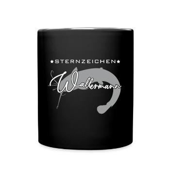 Welsmotiv und lustiger Spruch für Wallerfischer - Tasse einfarbig - Schwarz - Vorne
