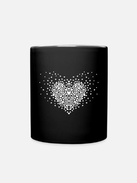 Herz Explosion weiß - Tasse einfarbig - Schwarz