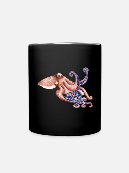 Blaue Krake - Blau Krake - Poulpe bleu - Tasse einfarbig - Schwarz