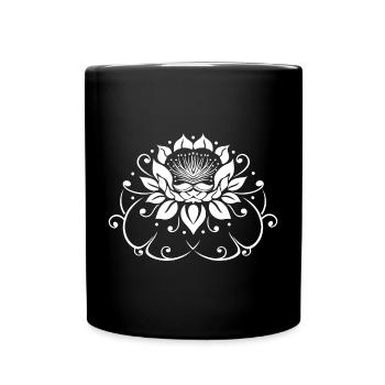Water lily, lotus, lotus flower with leaves. Yoga. - Full Colour Mug - black - Front