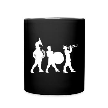 Brass band silhouettes on the street - Full Colour Mug - black - Front