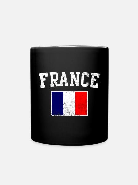 Emblème du drapeau de France tricolore - Mug uni - noir