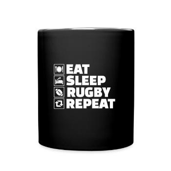 Eat Sleep Rugby Repeat Tackle Sport Spieler - Tasse einfarbig - Schwarz - Vorne