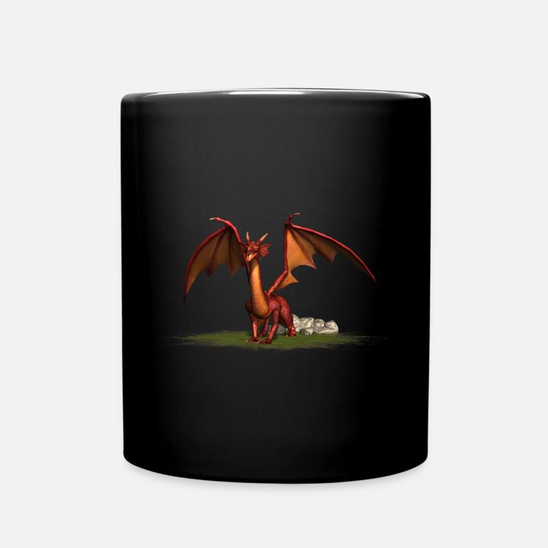 Drache, böser Drache, fantasy Drache - Dino - Tasse einfarbig - Schwarz