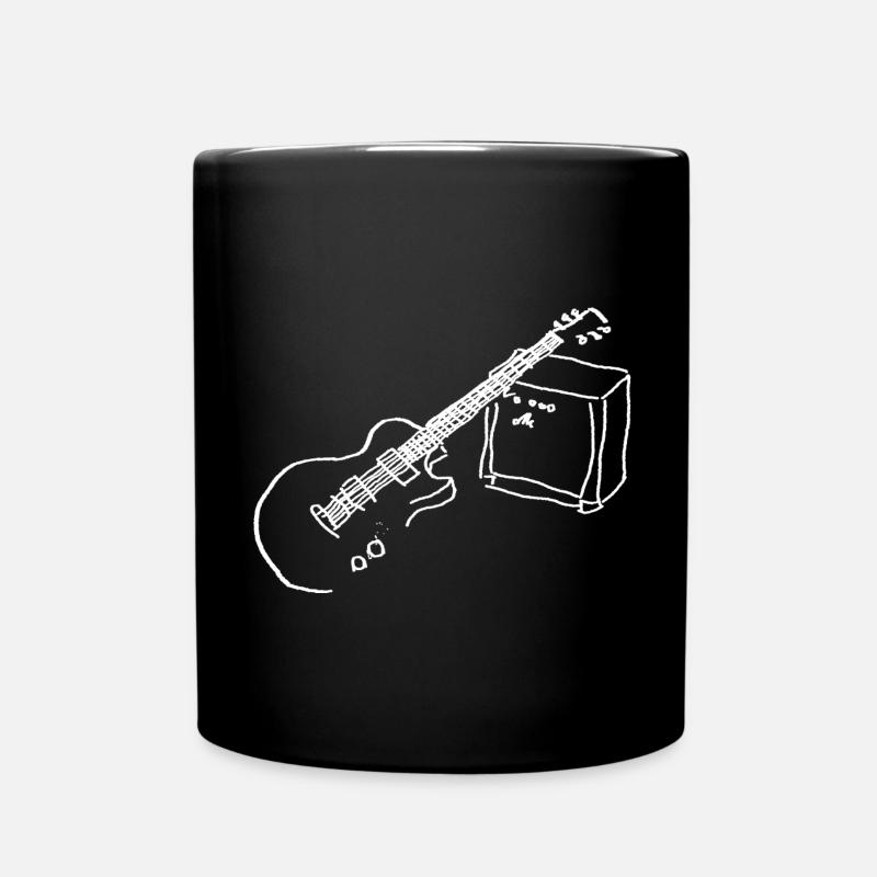 E Gitarre weiss - Tasse einfarbig - Schwarz