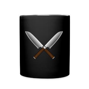 Gekreuzte Messer - Tasse einfarbig - Schwarz - Vorne