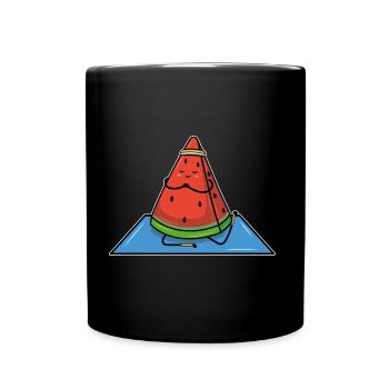 Yoga pastèque image drôle été végétalien - Mug uni - noir - Devant