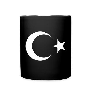 Türkei Flagge Motiv – Halbmond & Stern – Kraftvoll - Tasse einfarbig - Schwarz - Vorne