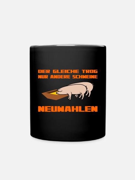 Schweine Politik - Tasse einfarbig - Schwarz