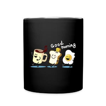 Bonjour, café de pain grillé et frit - Mug uni - noir - Devant