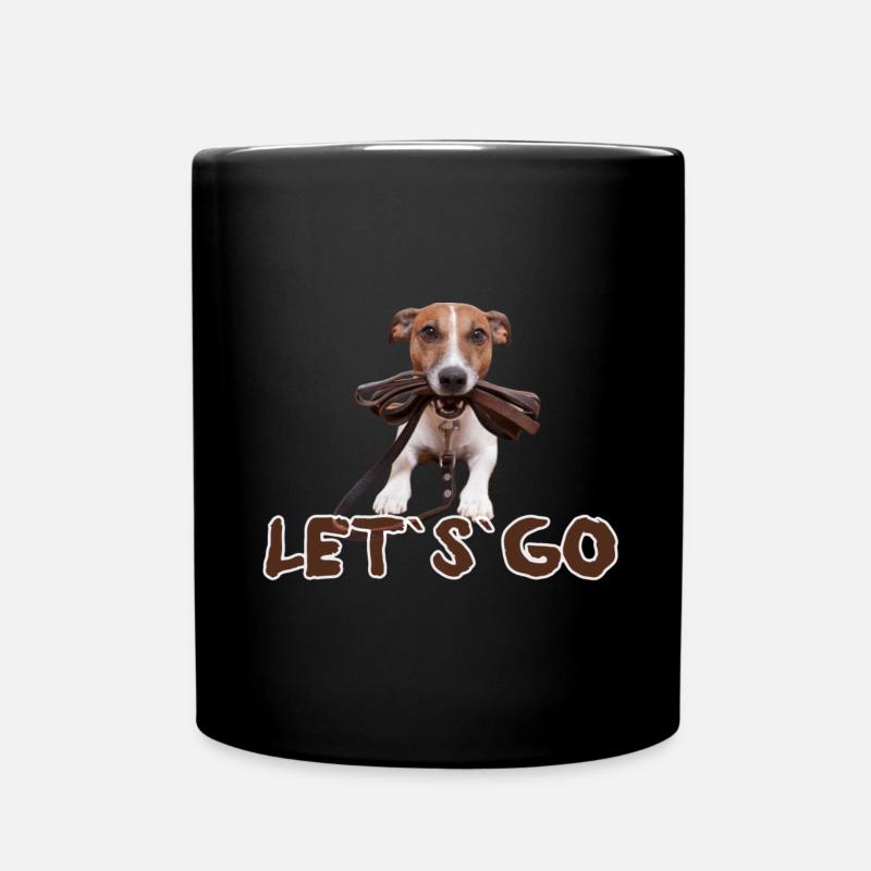 Lets Go Hund – Abenteuerlicher Spaziergang - Tasse einfarbig - Schwarz