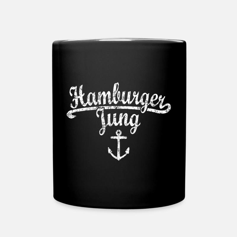 Hamburger Jung Klassik (Vintage Weiss) Hamburg - Tasse einfarbig - Schwarz
