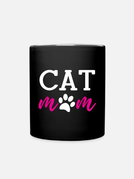 Cat Mom - Tasse einfarbig - Schwarz