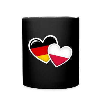 GERMAN POLISH FLAGS HEARTS LOVE - Full Colour Mug - black - Front