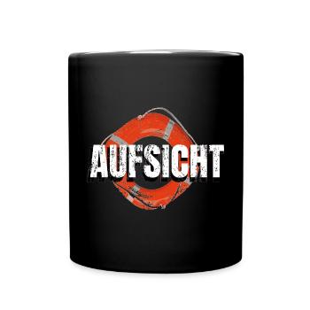 Aufsicht! Rettungsring Wasseraufsicht - Tasse einfarbig - Schwarz - Vorne
