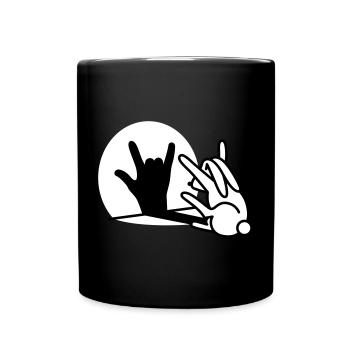 Kaninchen Schatten Hand ROCK Musik HARD ROCK Fan - Tasse einfarbig - Schwarz - Vorne
