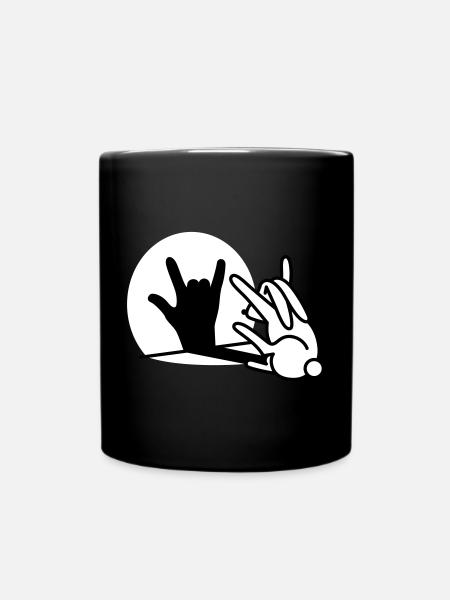 Lapin ombre main ROCK musique HARD ROCK fan - Mug uni - noir