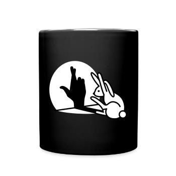 Lustige Kaninchen Hand Schatten Finger kreuzen - Tasse einfarbig - Schwarz - Vorne