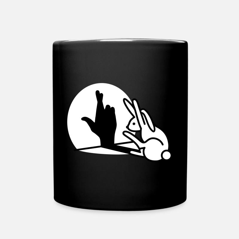 Lapin drôle main ombre croisant les doigts - Mug uni - noir