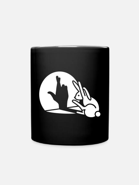 Lapin drôle ombre à la main croisé les doigts bonne chance - Mug uni - noir
