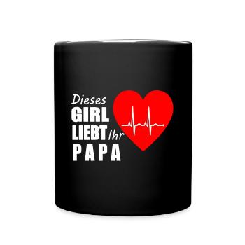 Herz Papa Herzschlag Geschenk Idee Liebe Girl Toch - Tasse einfarbig - Schwarz - Vorne