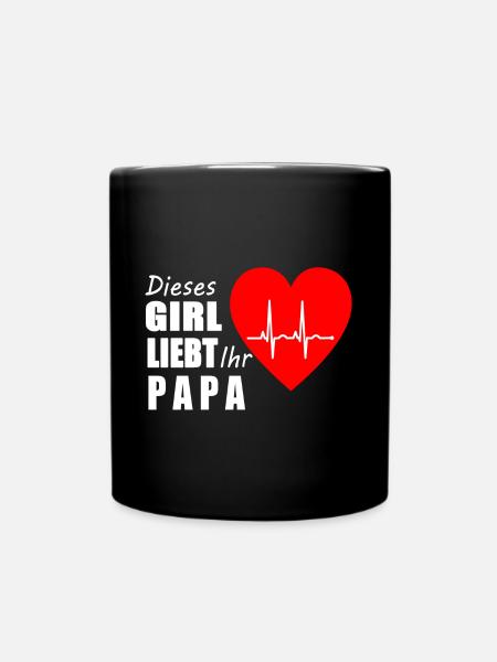 Herz Papa Herzschlag Geschenk Idee Liebe Girl Toch - Tasse einfarbig - Schwarz