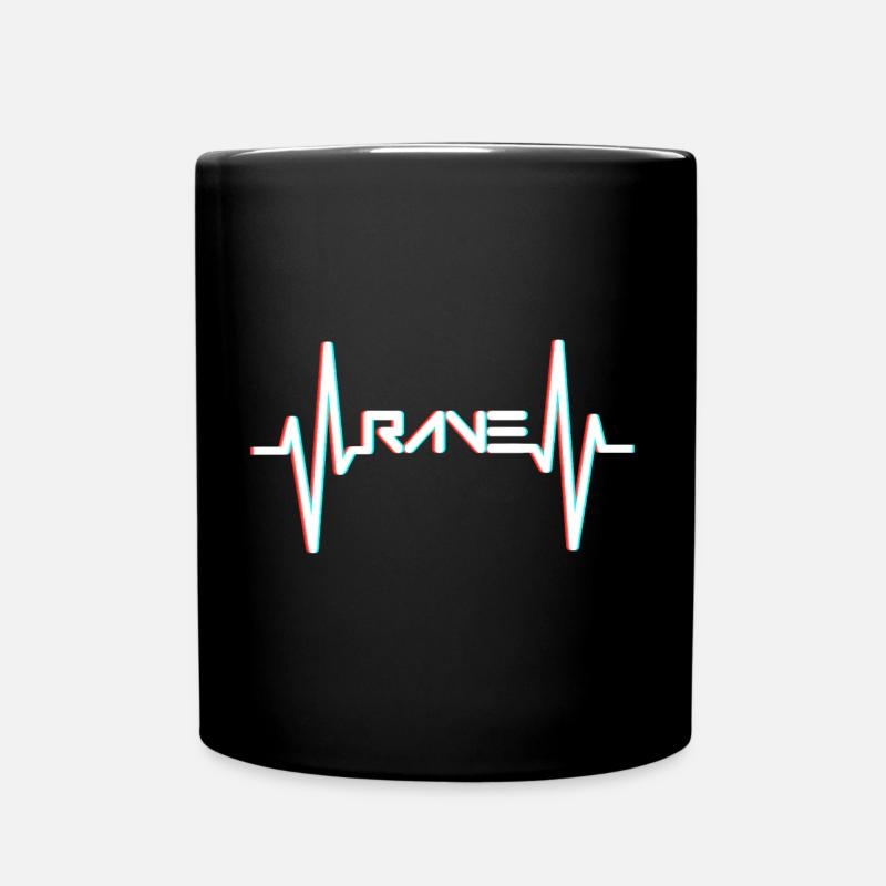 RAVE Herzschlag Raver EDM - Tasse einfarbig - Schwarz